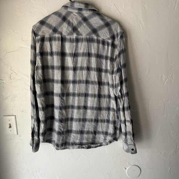 Rails Shirt Mens Medium Gray Plaid Lennox Metallic Storm Heather Button Flannel - Picture 8 of 8